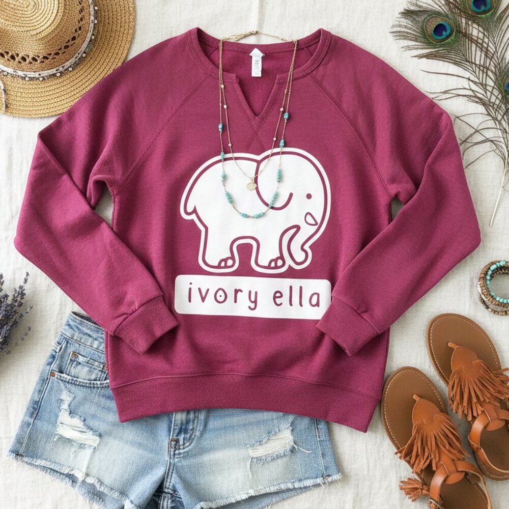 Ivory Ella "Save The Elephants" Graphic Pullover - Picture 1 of 10